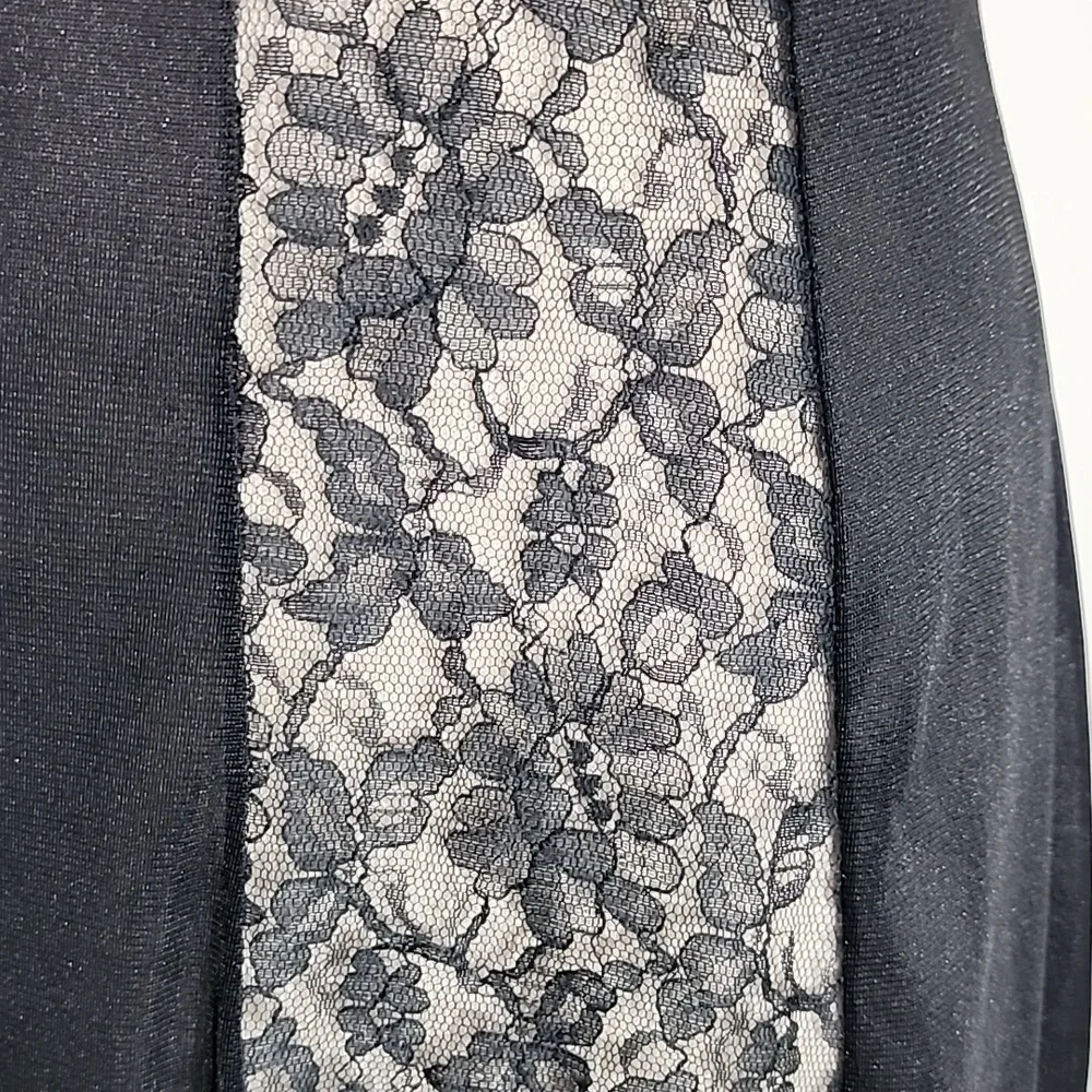 Circle III New York Slip Gown Lace Paneled Front Vibtage Black Size S - Picture 7 of 14